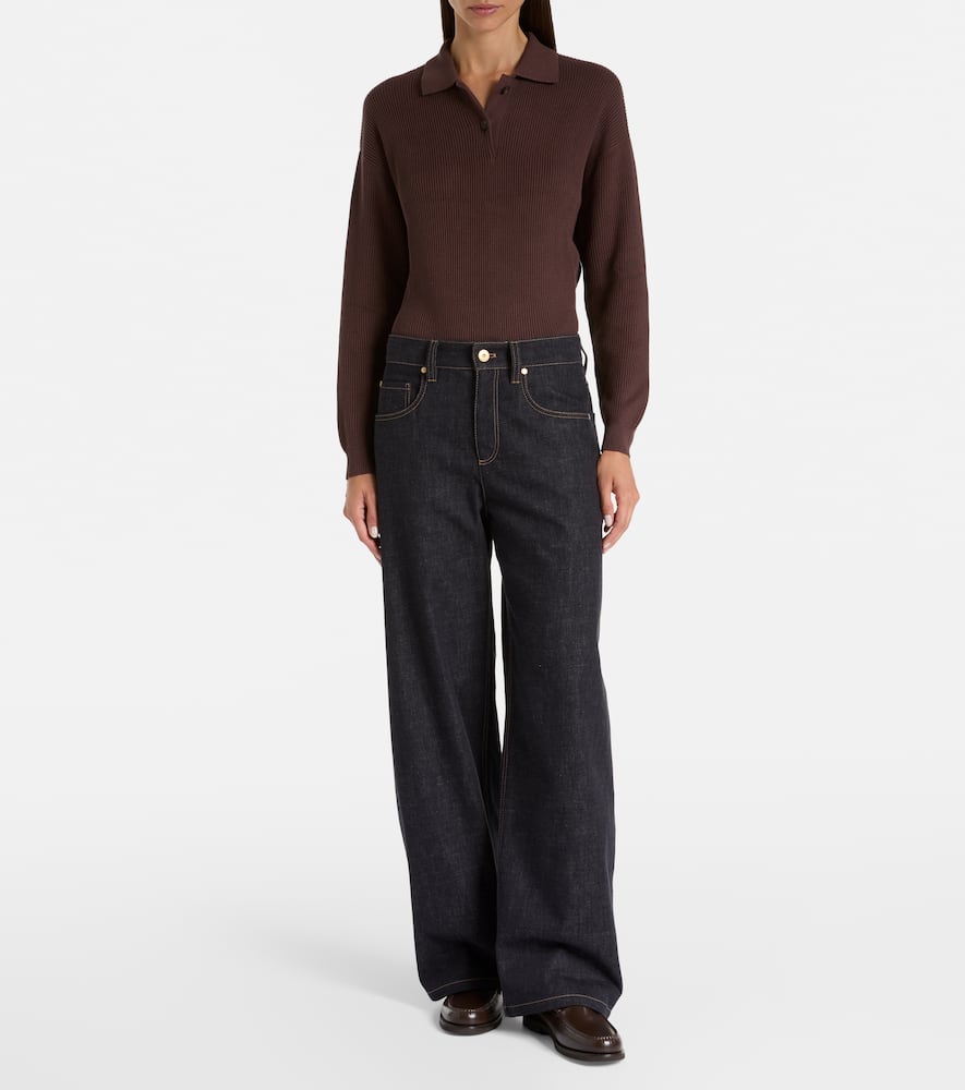 Mid-rise wide-leg jeans