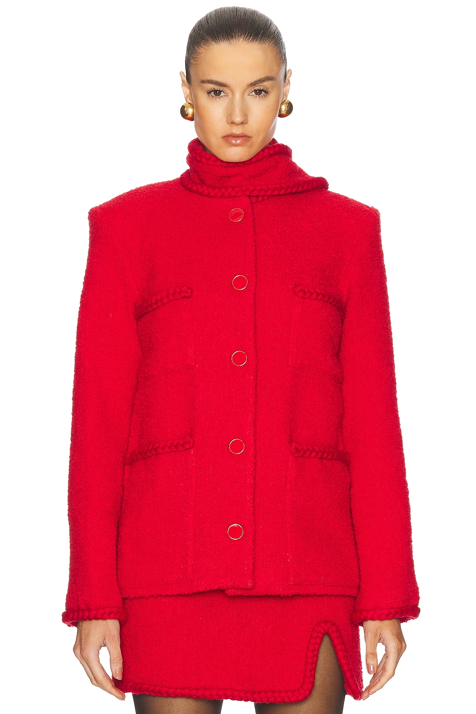 Rowen Rose Short Coat With Pockets in Red - Red.  XS also in