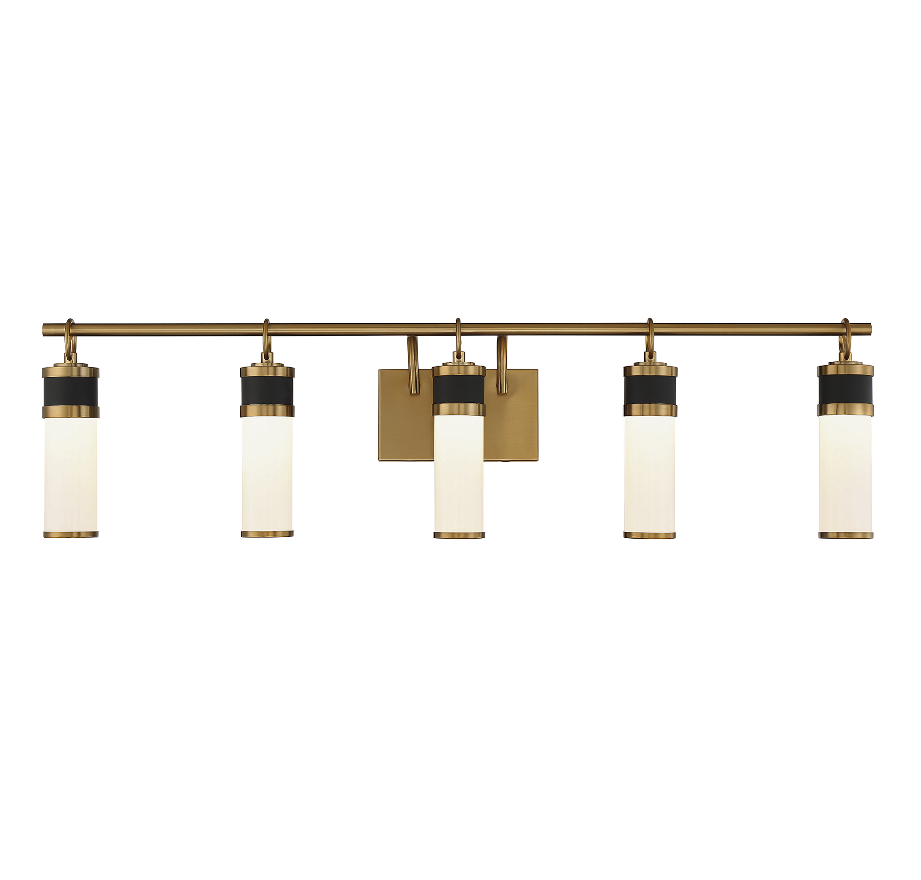Abel 5-Light LED Bathroom Vanity Light in Matte Black with Warm Brass Accent