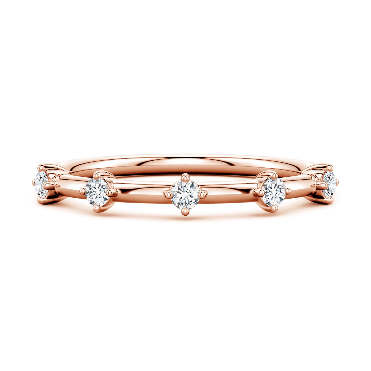 Angara 2 MM Round Lab-Grown Diamond Five-Stone Station Ring in 18K Rose Gold