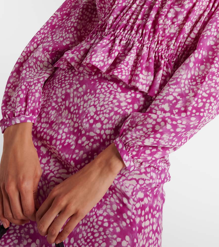 Gelina printed silk-blend top