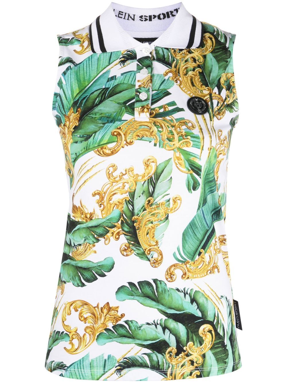 Floral sleeveless polo shirt - Green