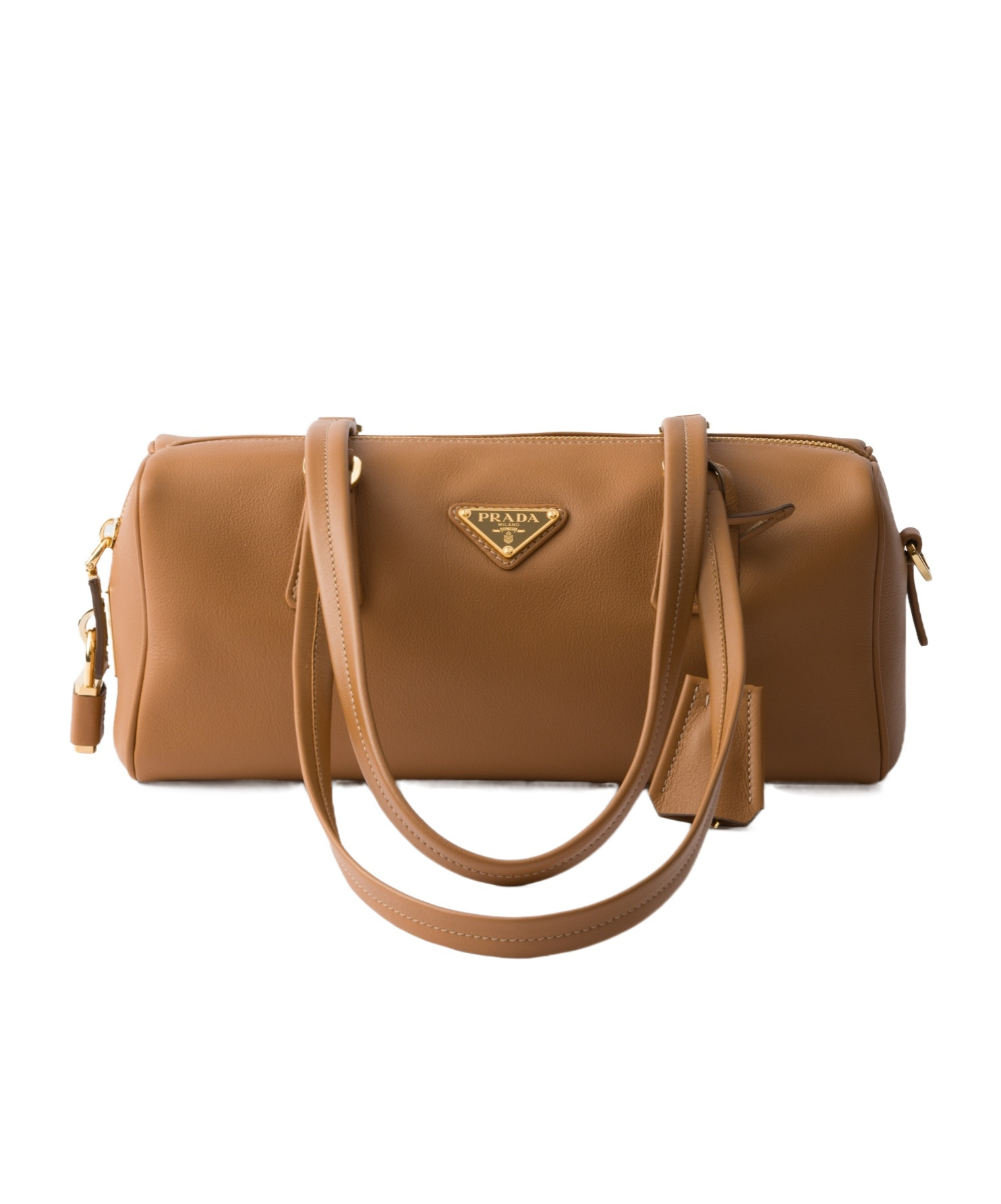 Medium leather top-handle bag with padlock