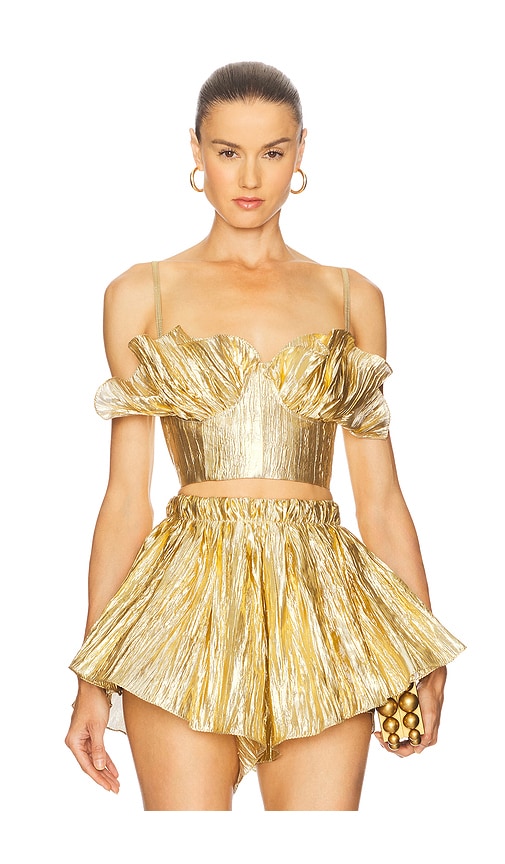 The Dolls House Shelby Corset Top en Metallic Gold.  XL. Also en