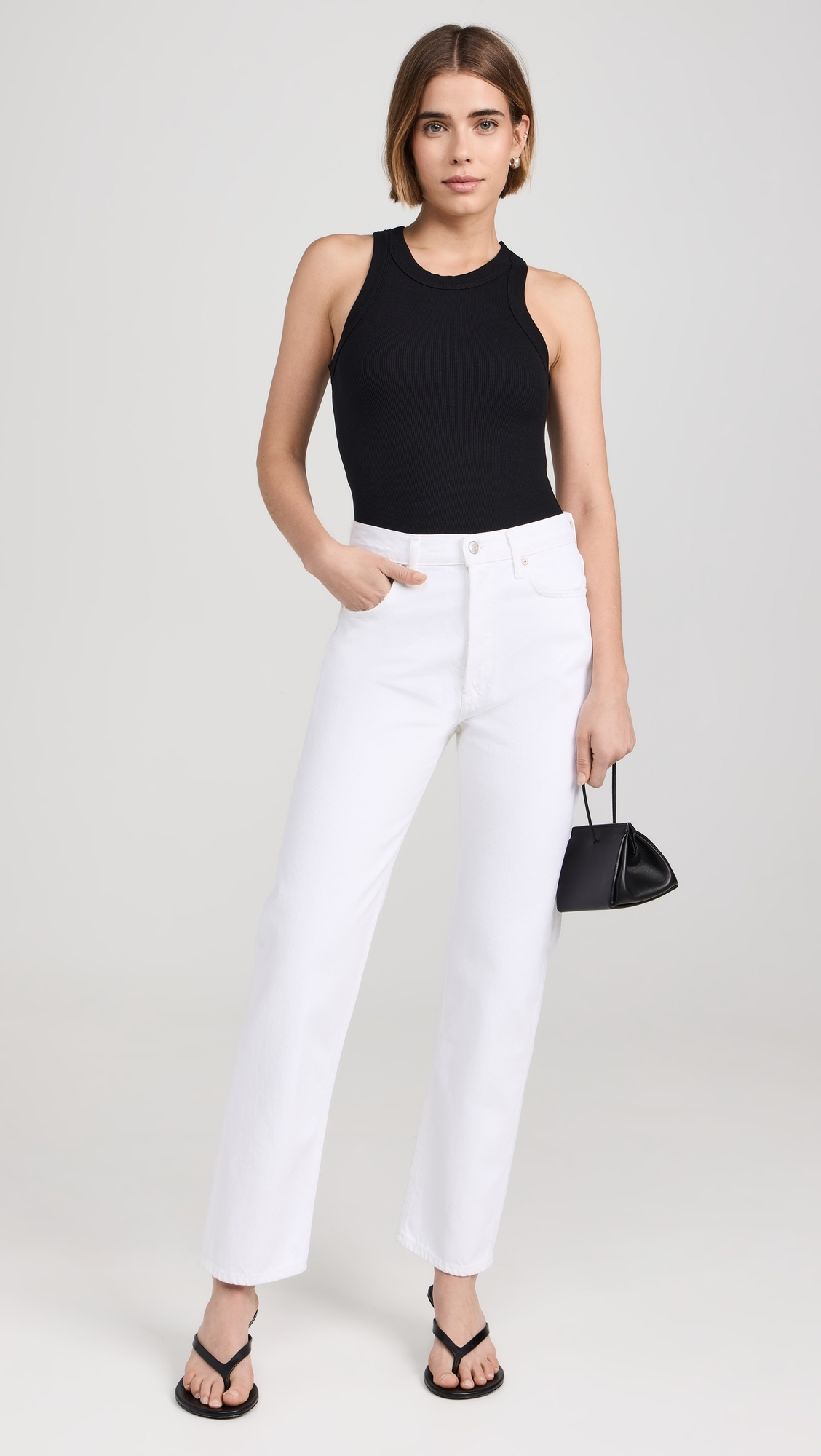 Ambitionist 여성 Ali Ribbed Racer Tank Bodysuit Black