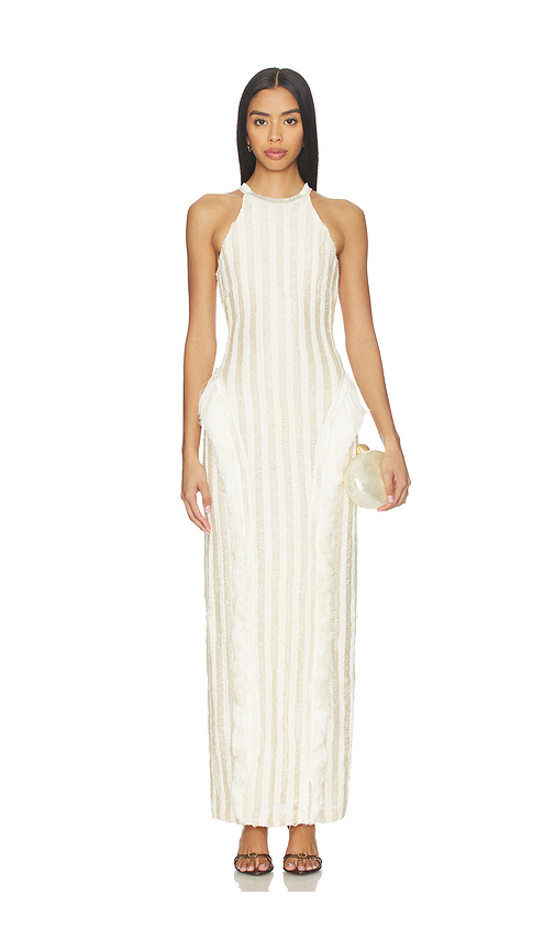 PatBO Celeste Knit Gown in Beige. L. Also in M