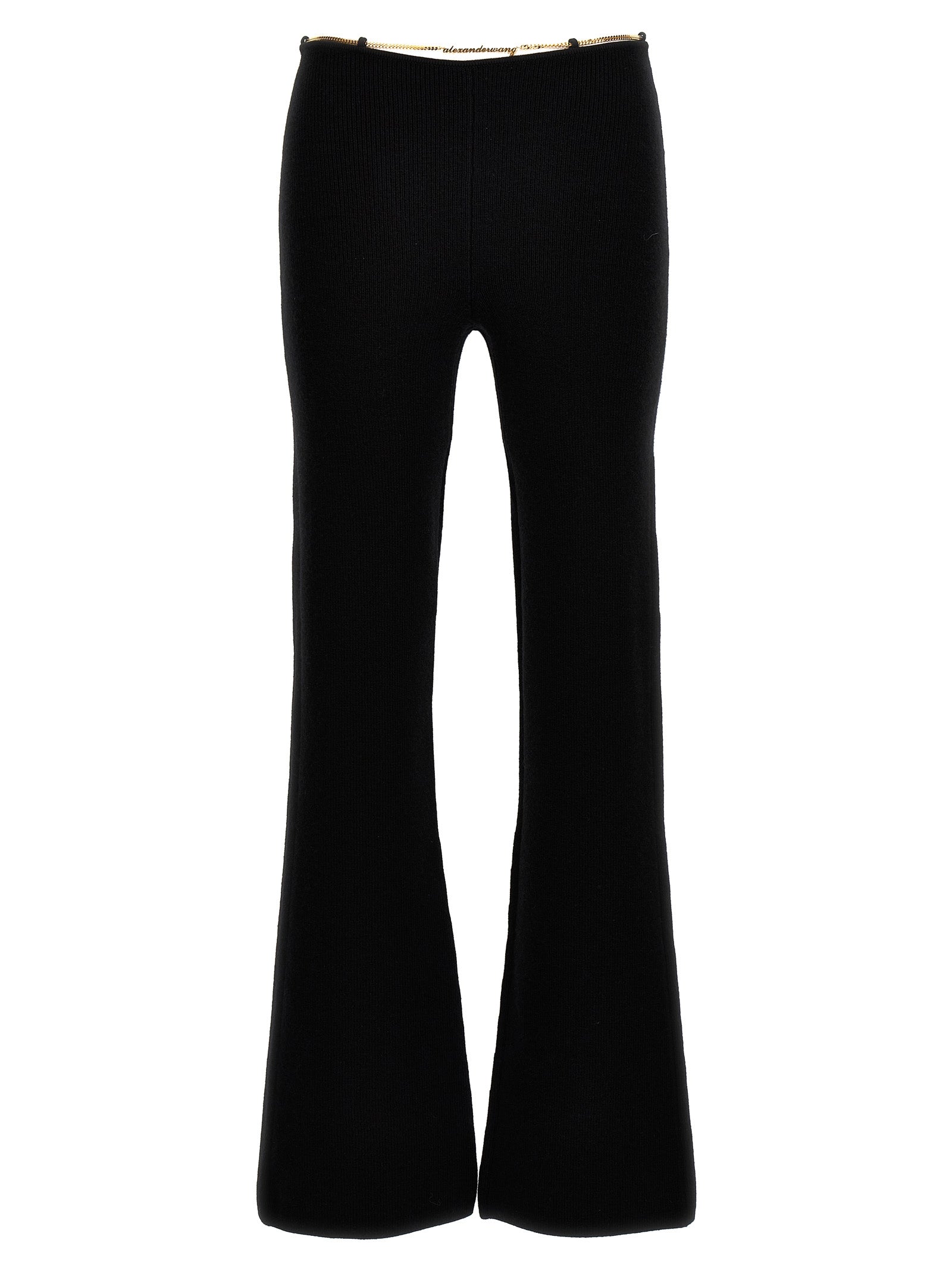 Wool Blend with Chain Detail Trousers — Black