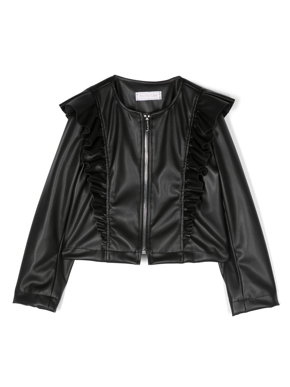 Ruffle-trim bomber jacket - Black