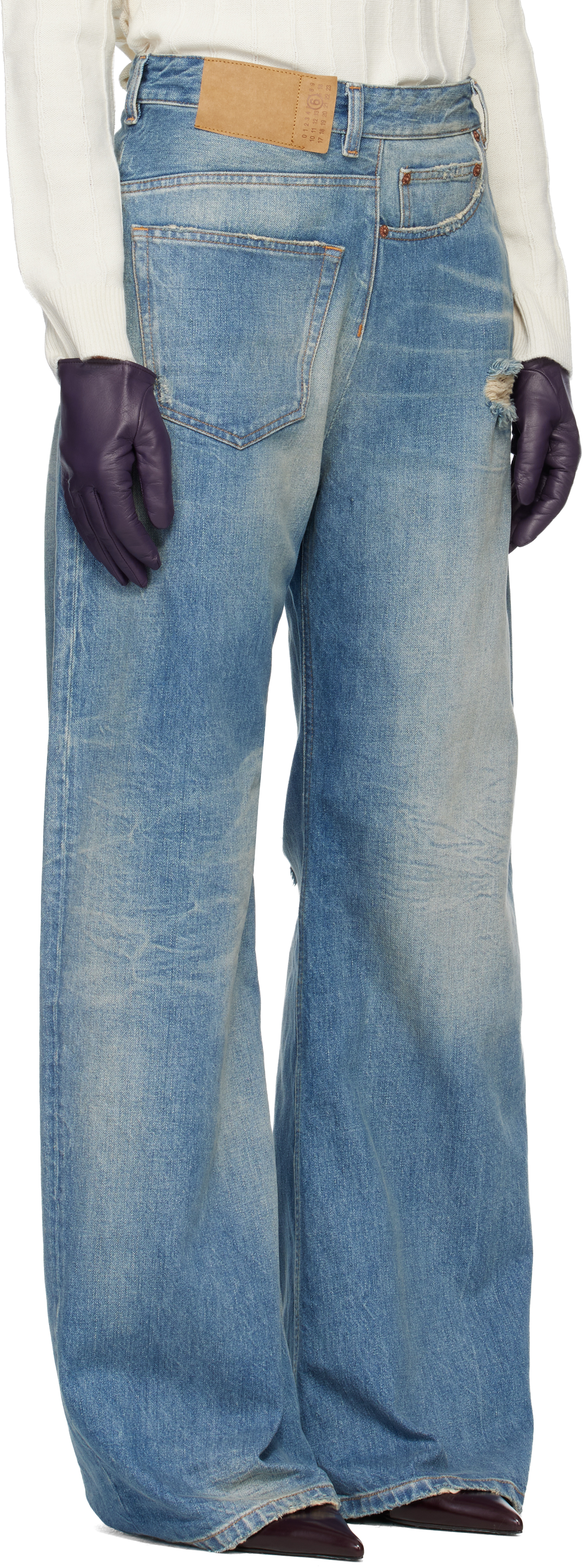 Blue Twist Wide Leg Jeans