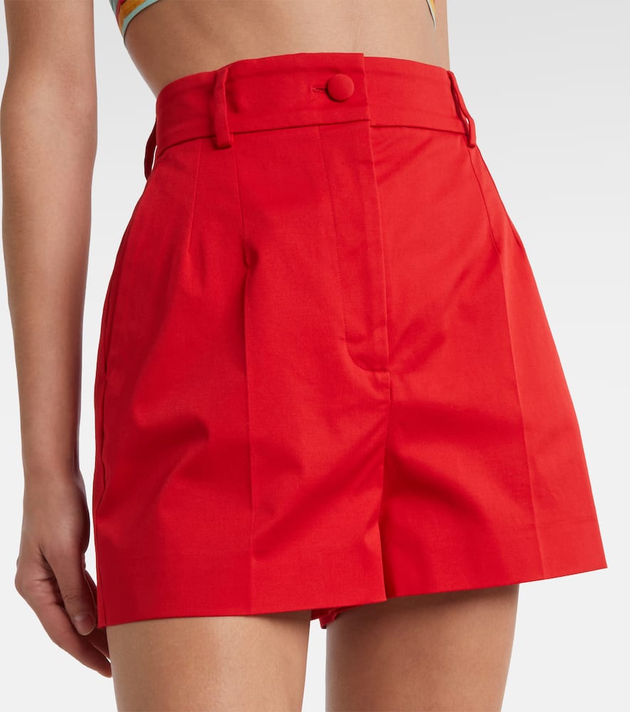 High-rise cotton-blend shorts