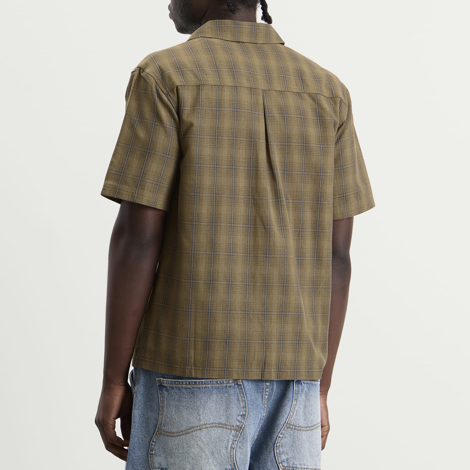 Men's Plaid Short Sleeve Shirt Brown