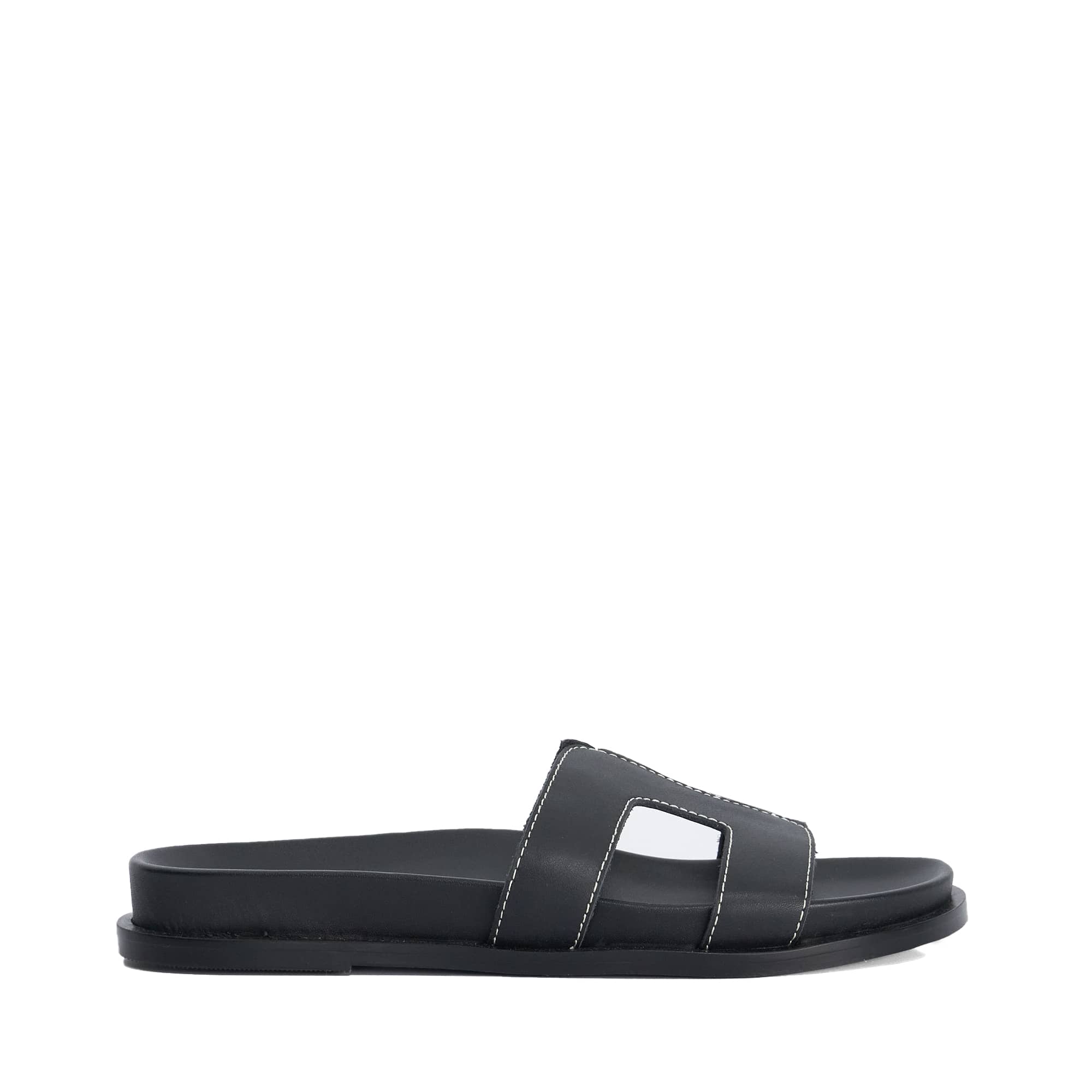 Dune London Womens Ladies Loupas - Flat Cushioned Sole Sandals - Black Leather