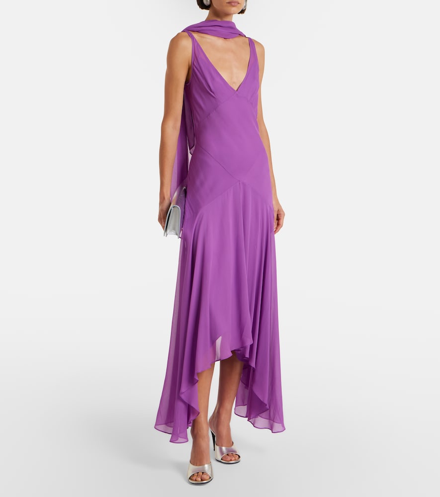 Mystica asymmetric georgette midi dress