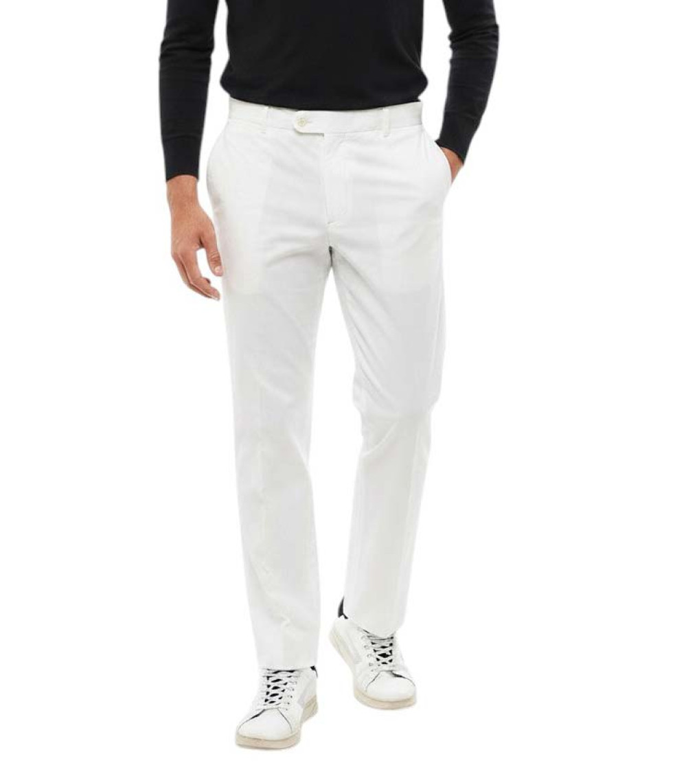 White Flat Front Pants