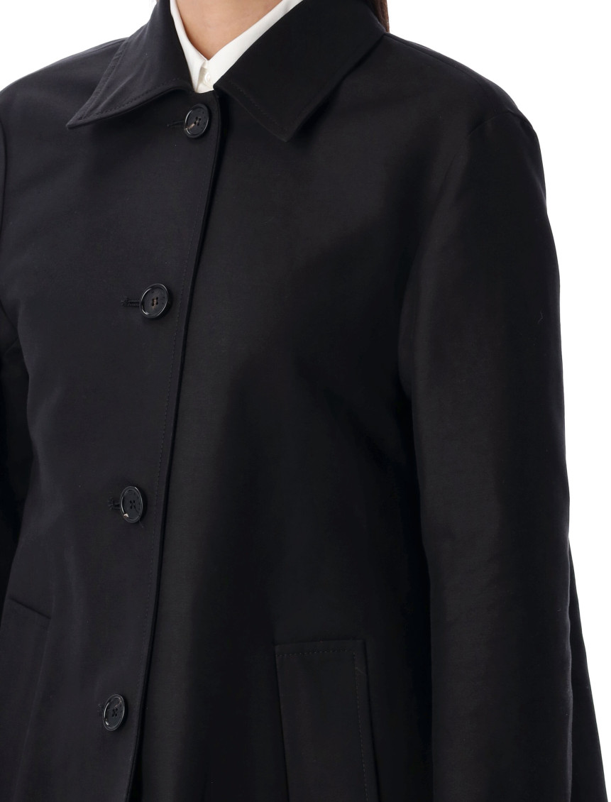 Minimalist Black Cotton Raincoat For Women