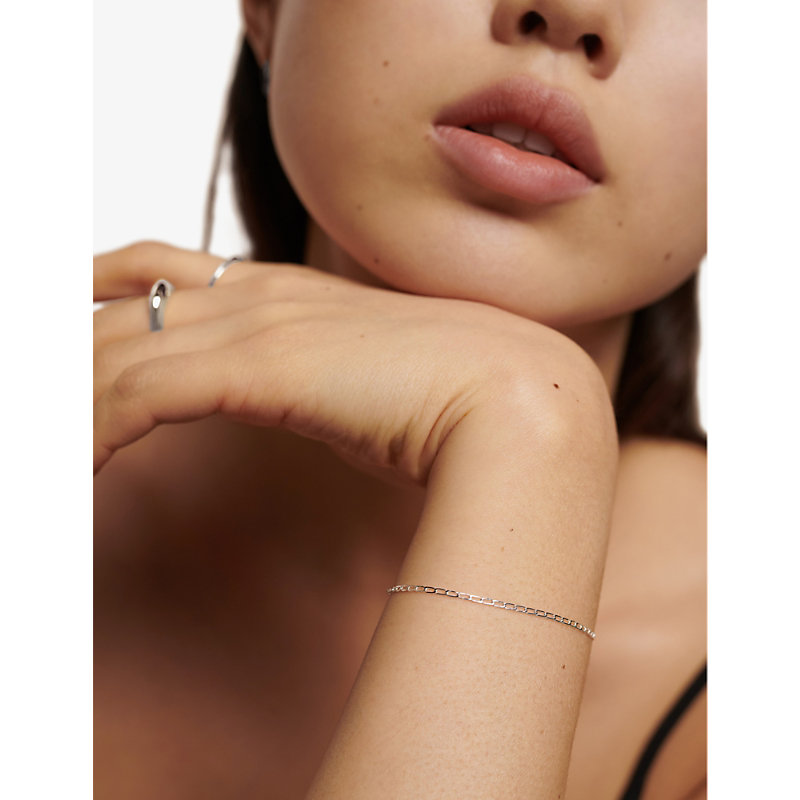 Womens Sterling Silver Open Link Sterling-silver Chain Bracelet 