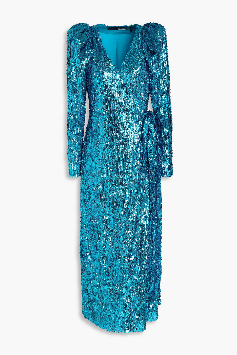 Sequined tulle midi wrap dress