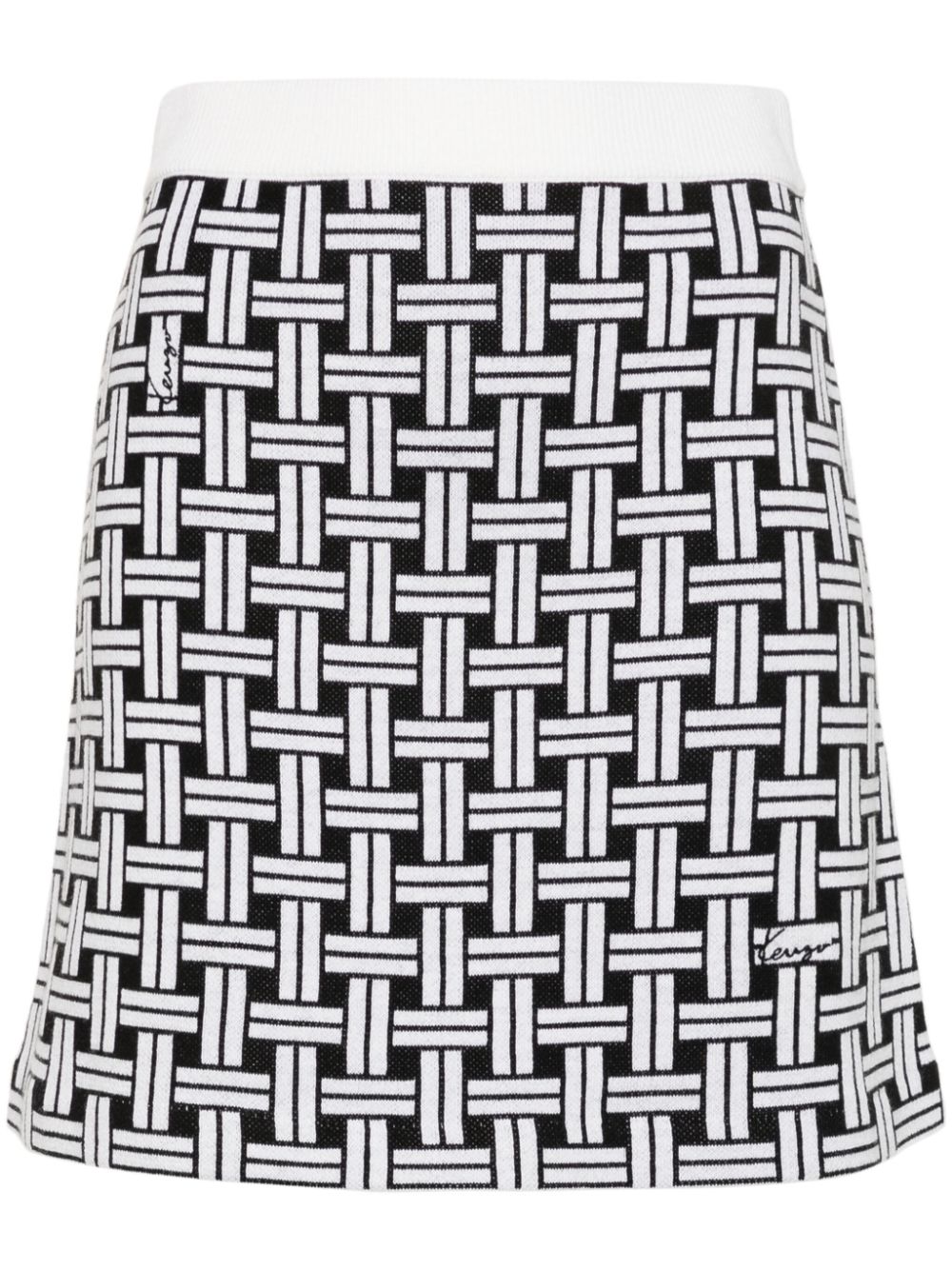 Patterned-jacquard mini skirt - White