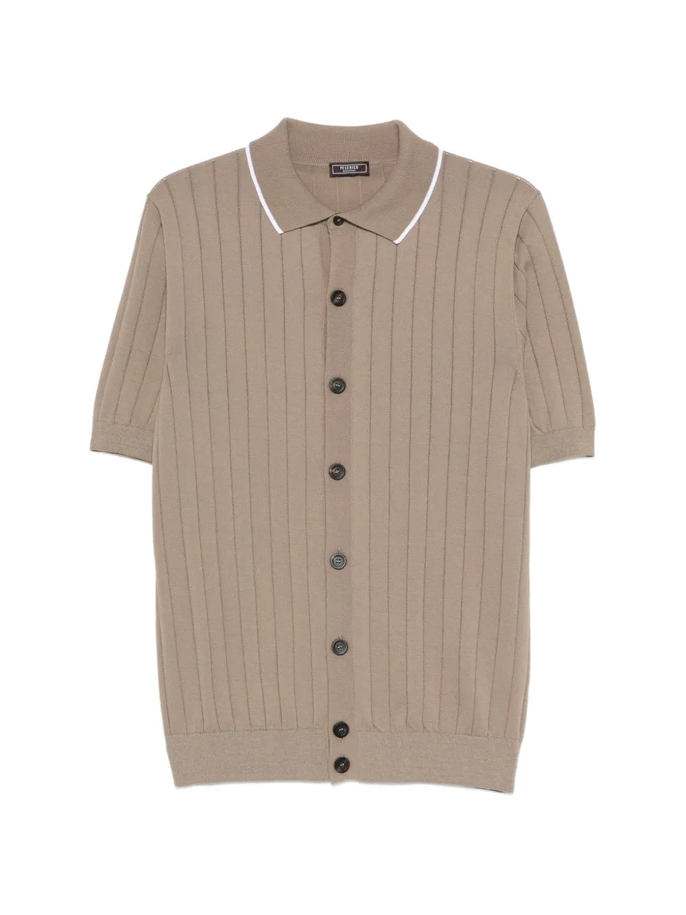 Ribbed Knit Polo — Beige
