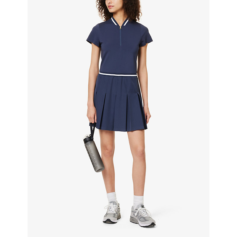 Womens Blue Nights Nora Contrast-trim Stretch-jersey Mini Dress XL