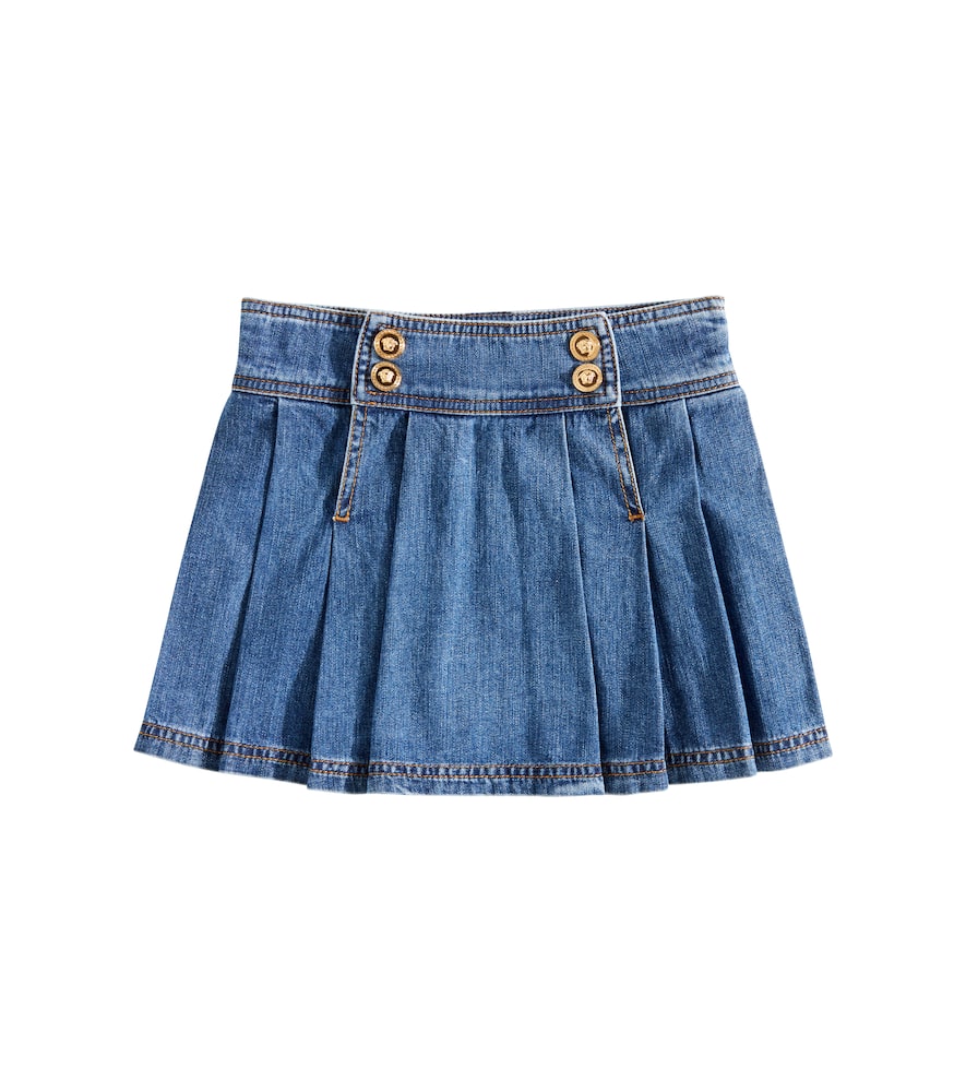 Versace Kids Pleated denim skirt