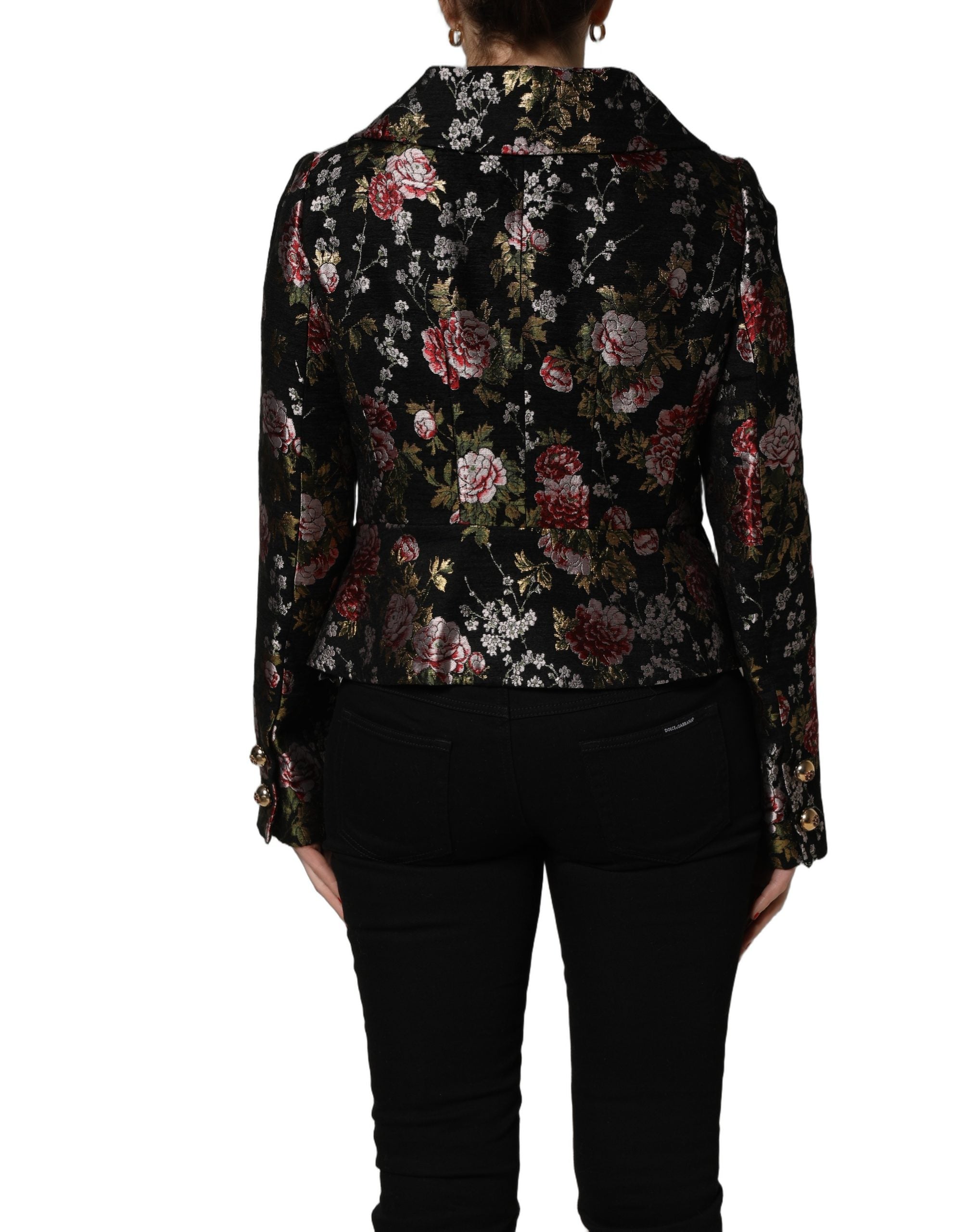 Floral Brocade Blazer — Black