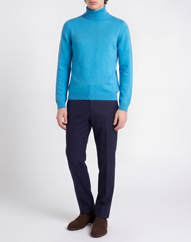 Man Turtleneck Azure Size 38 Merino Wool