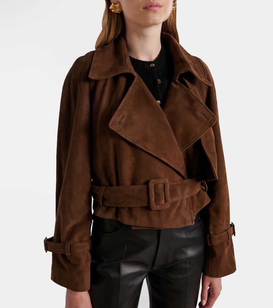 Hatti belted cropped suede jacket