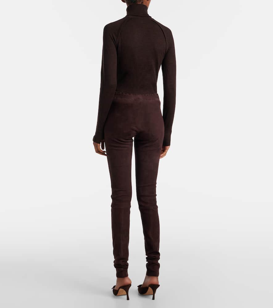 Carolyn mid-rise suede leggings