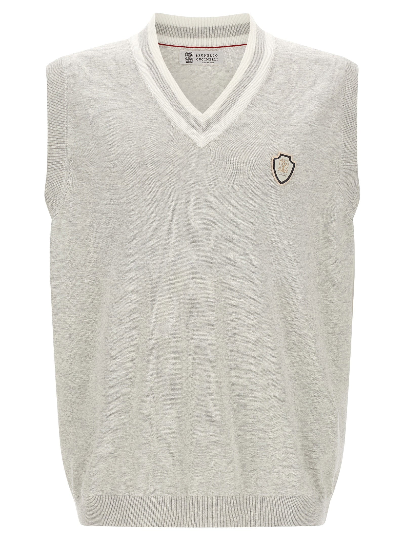 Heraldic Logo-Embroidered Cotton Vest — grey