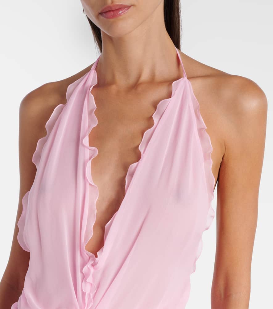 Ruffled silk georgette maxi dress