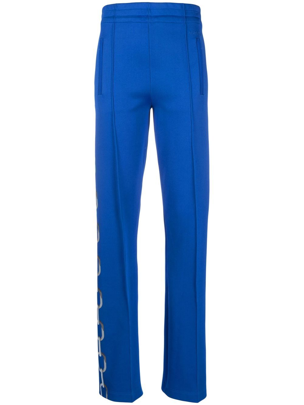 Chain-print straight trousers - Blue