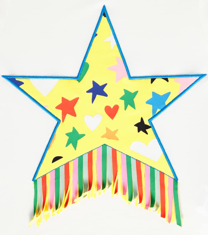 Stella McCartney Kids Fringe-trimmed cotton jersey T-shirt