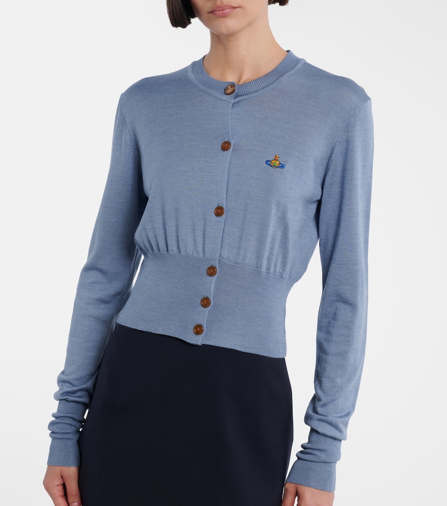 Bea cropped wool and silk cardigan