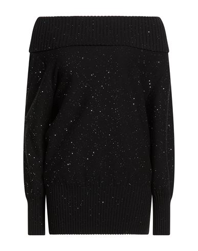 Woman Turtleneck Black Size L Viscose, Polyimide, Polyester
