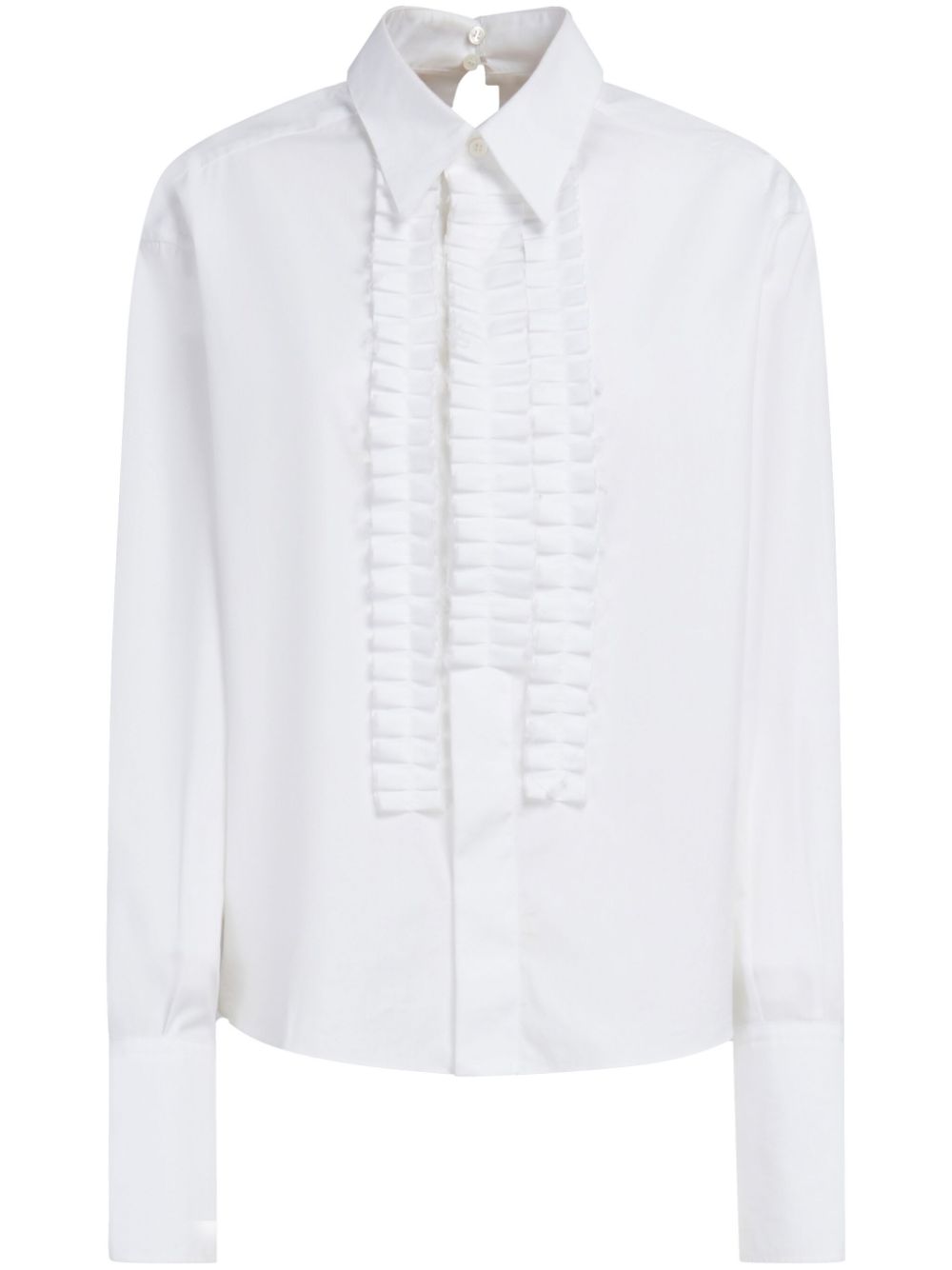 Pleat-detail cotton shirt - White