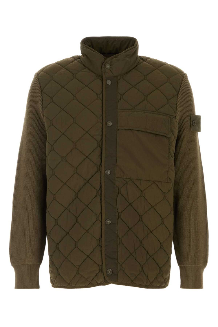 Stone Island - quilted nylon jacket front pocket collar