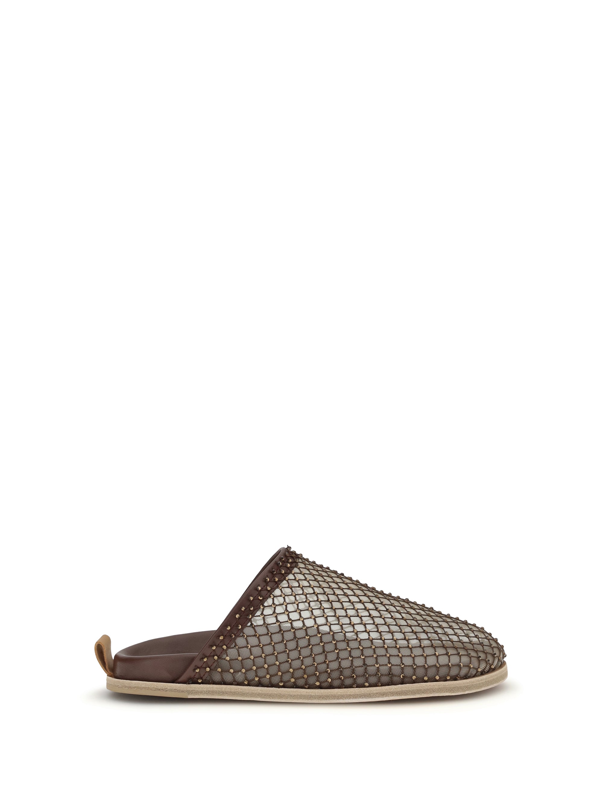 Mesh with Rhinestones Mule — Brown