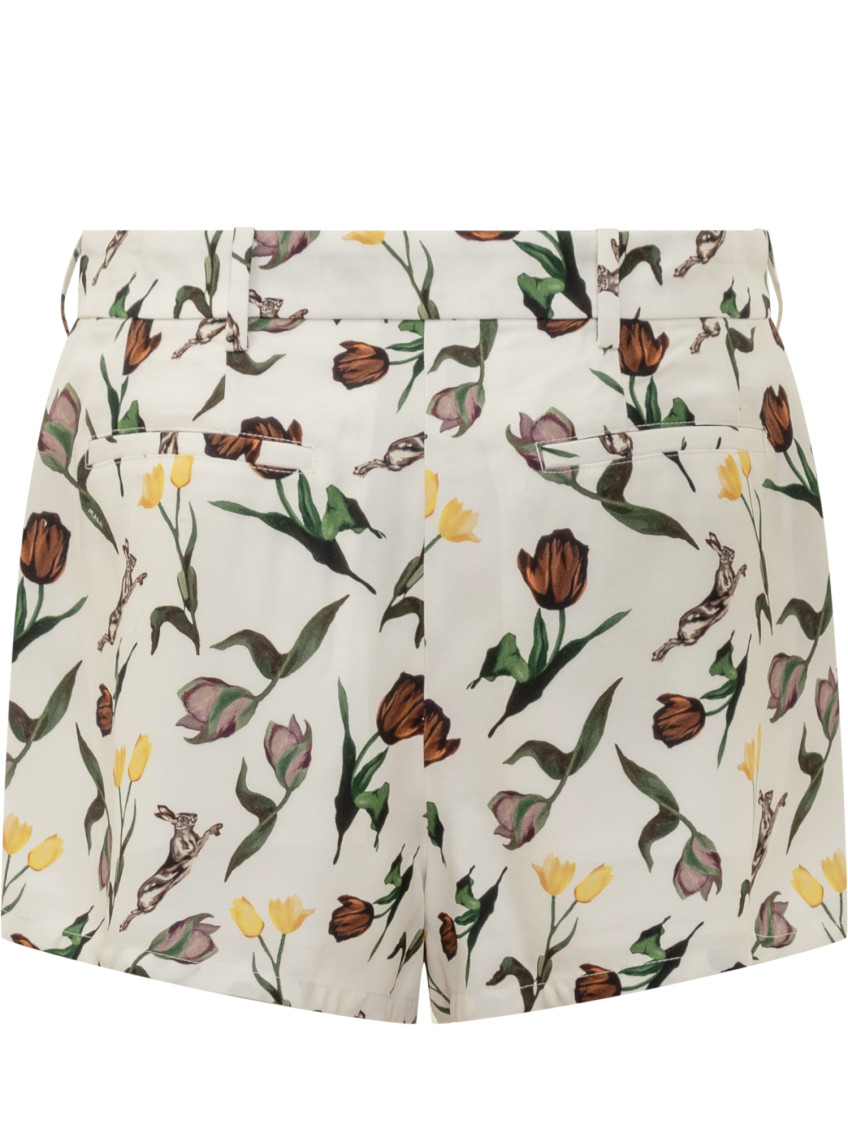 White Floral Shorts