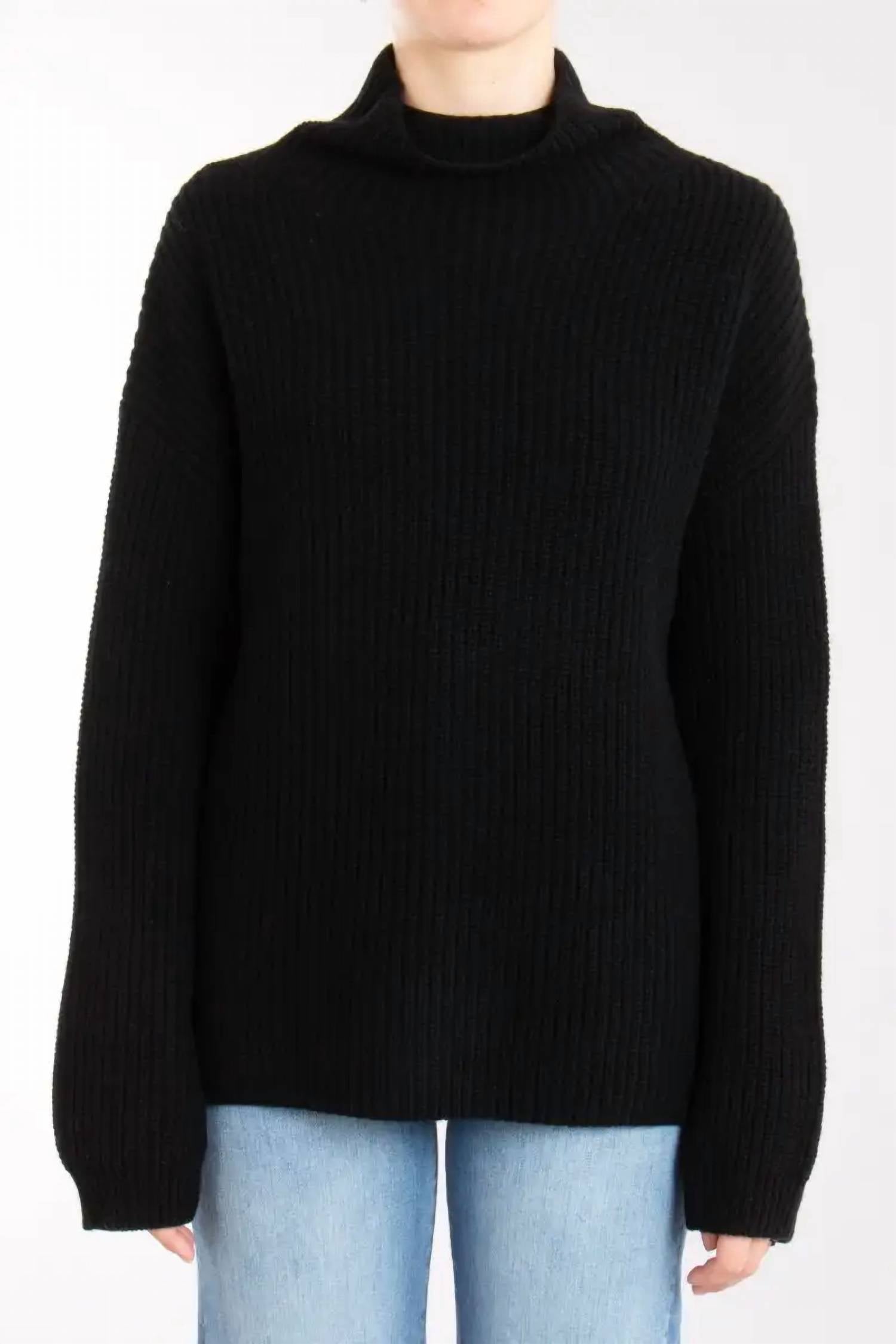 Lona Mock Neck Sweater In Black
