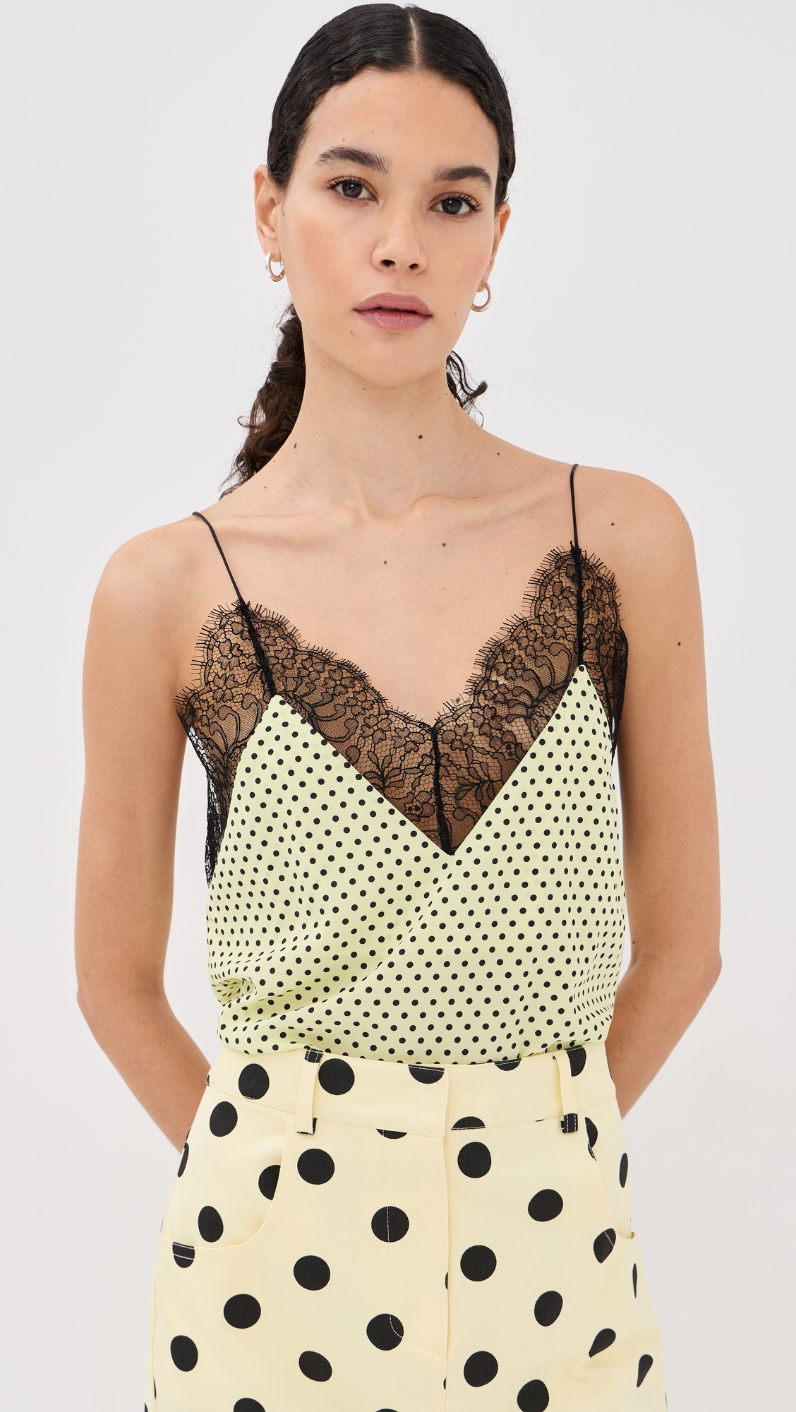 Layla Silk Top Lemon Polka Dot