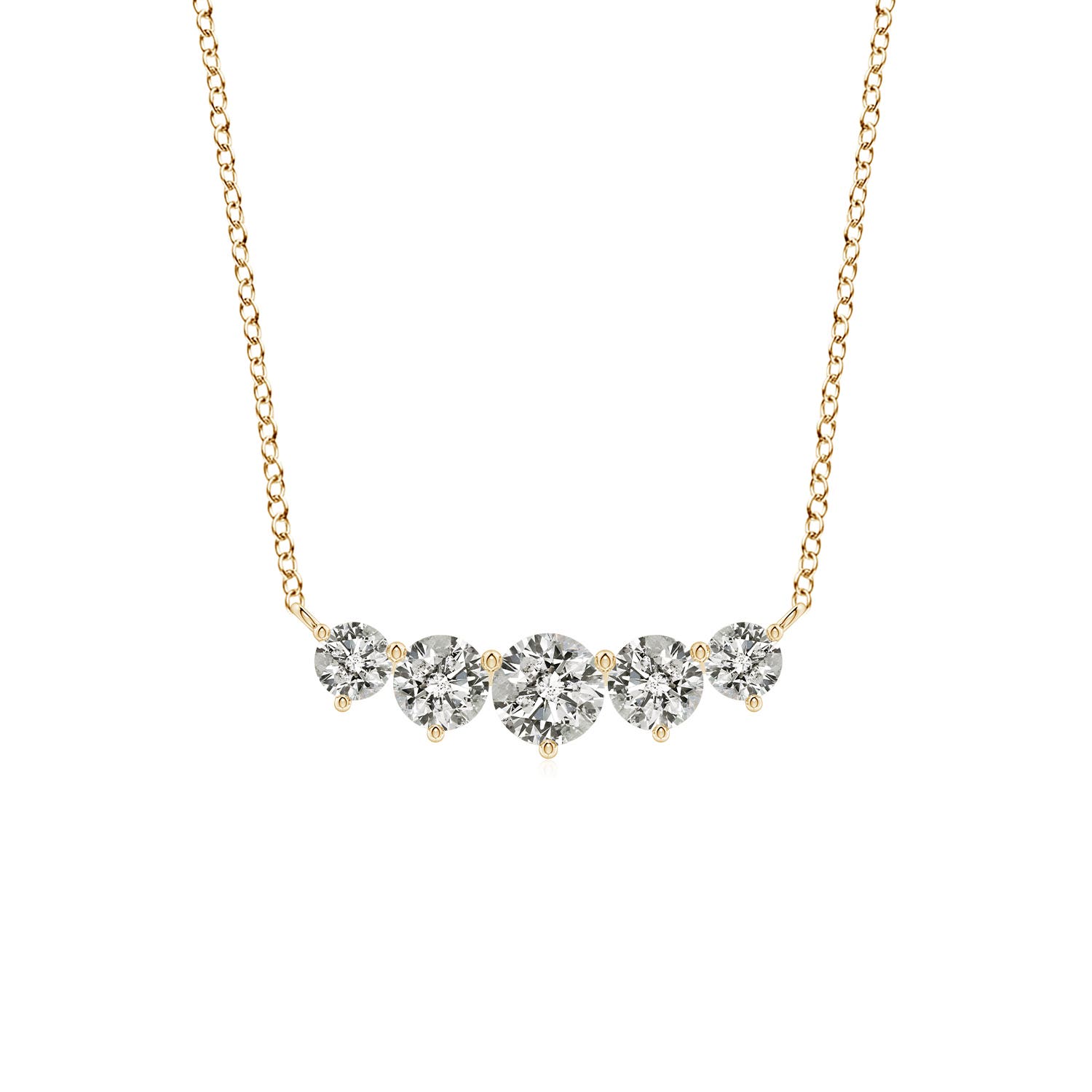Angara 0.5 Carat Graduated Five Stone Round Diamond Necklace in 14K Yellow Gold