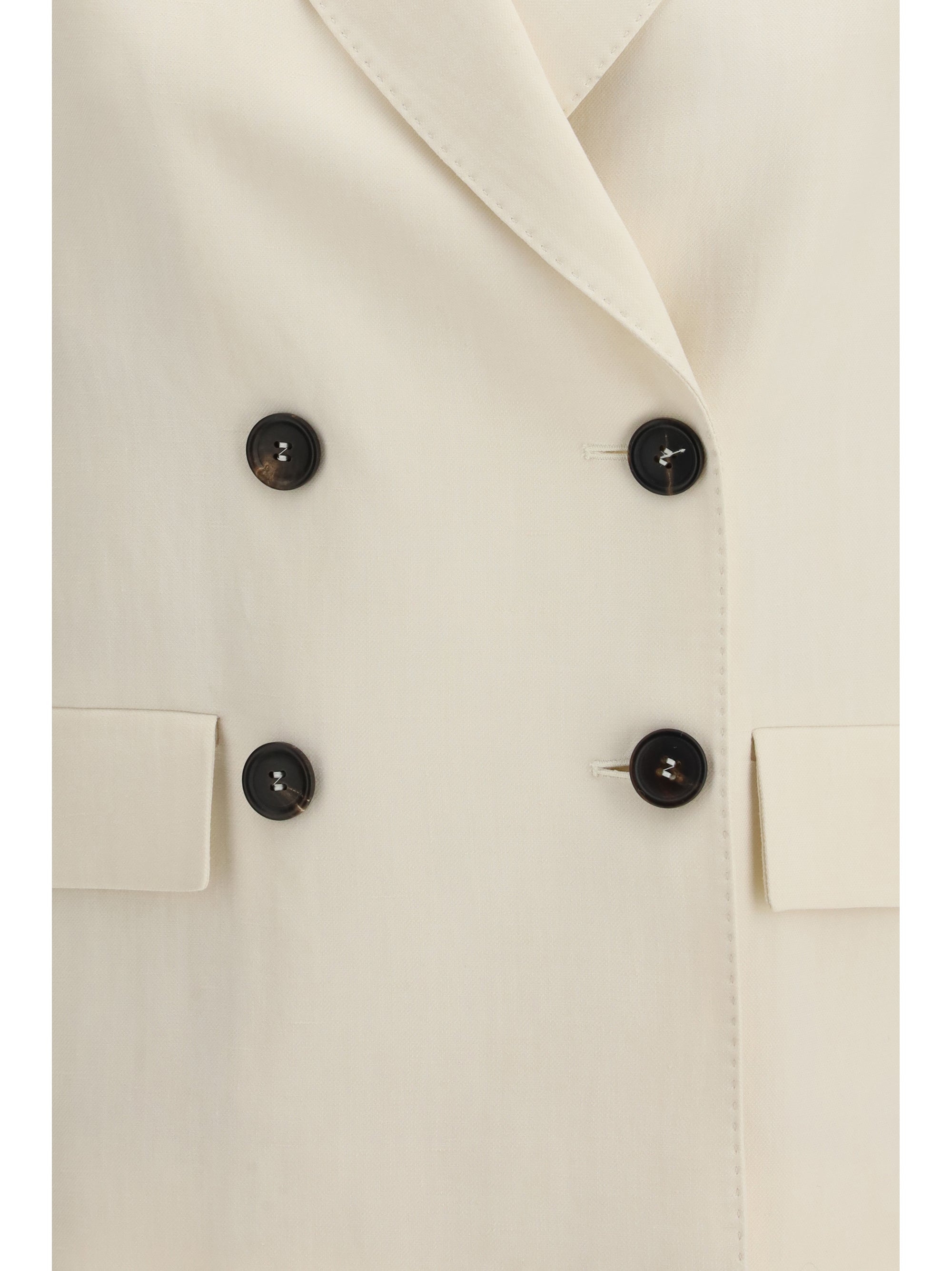 Double-Breasted Twill Blazer — Cream