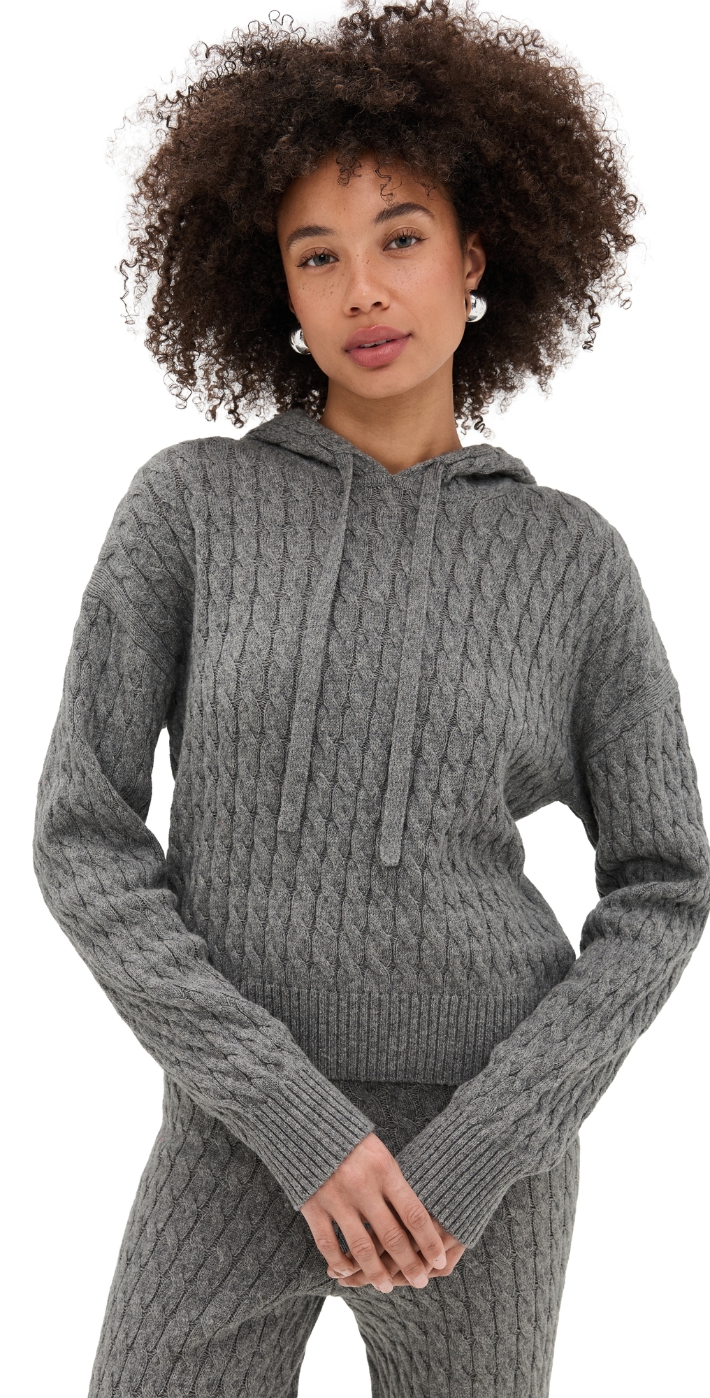 Cable Knit Hoodie Ivory