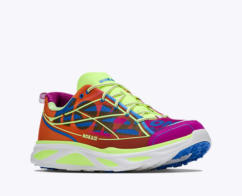 HOKA Huaka Pro Shoes in Fuchsia/Neon Yuzu
