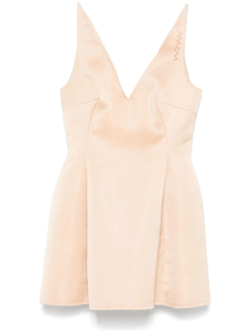 Duchess satin mini dress - Neutrals