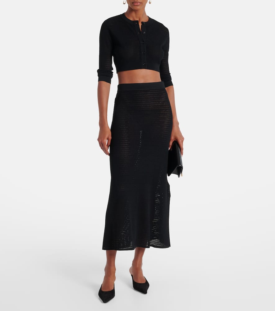 Pointelle cropped cardigan