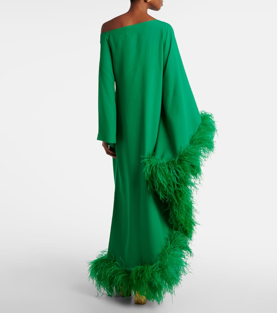 Ubud Extravaganza feather-trimmed gown