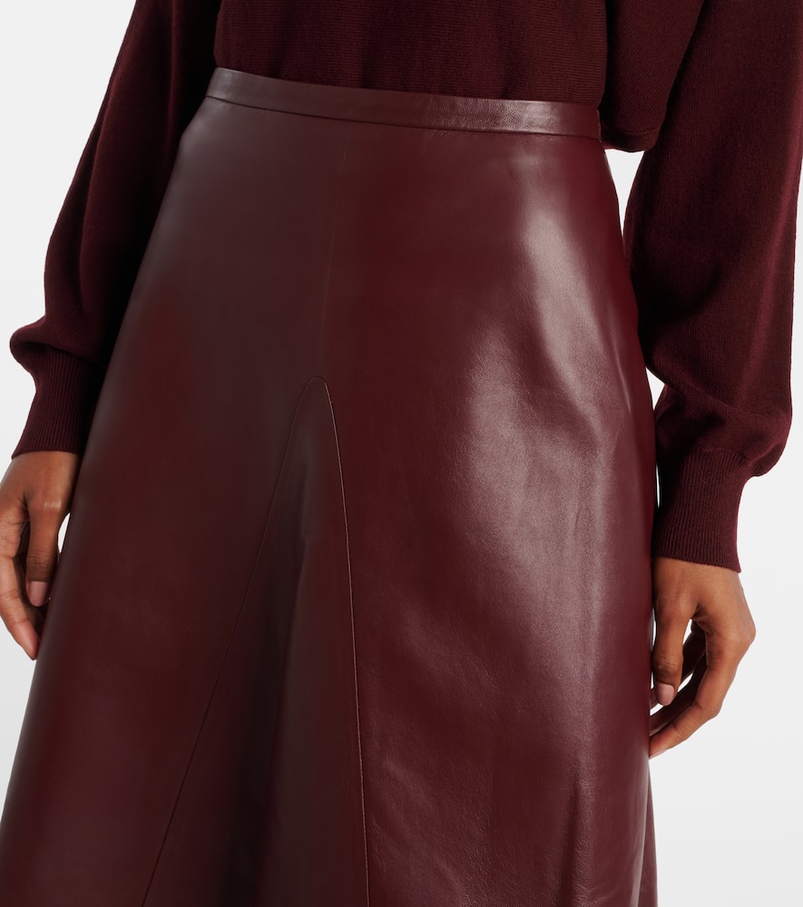 Leather midi skirt