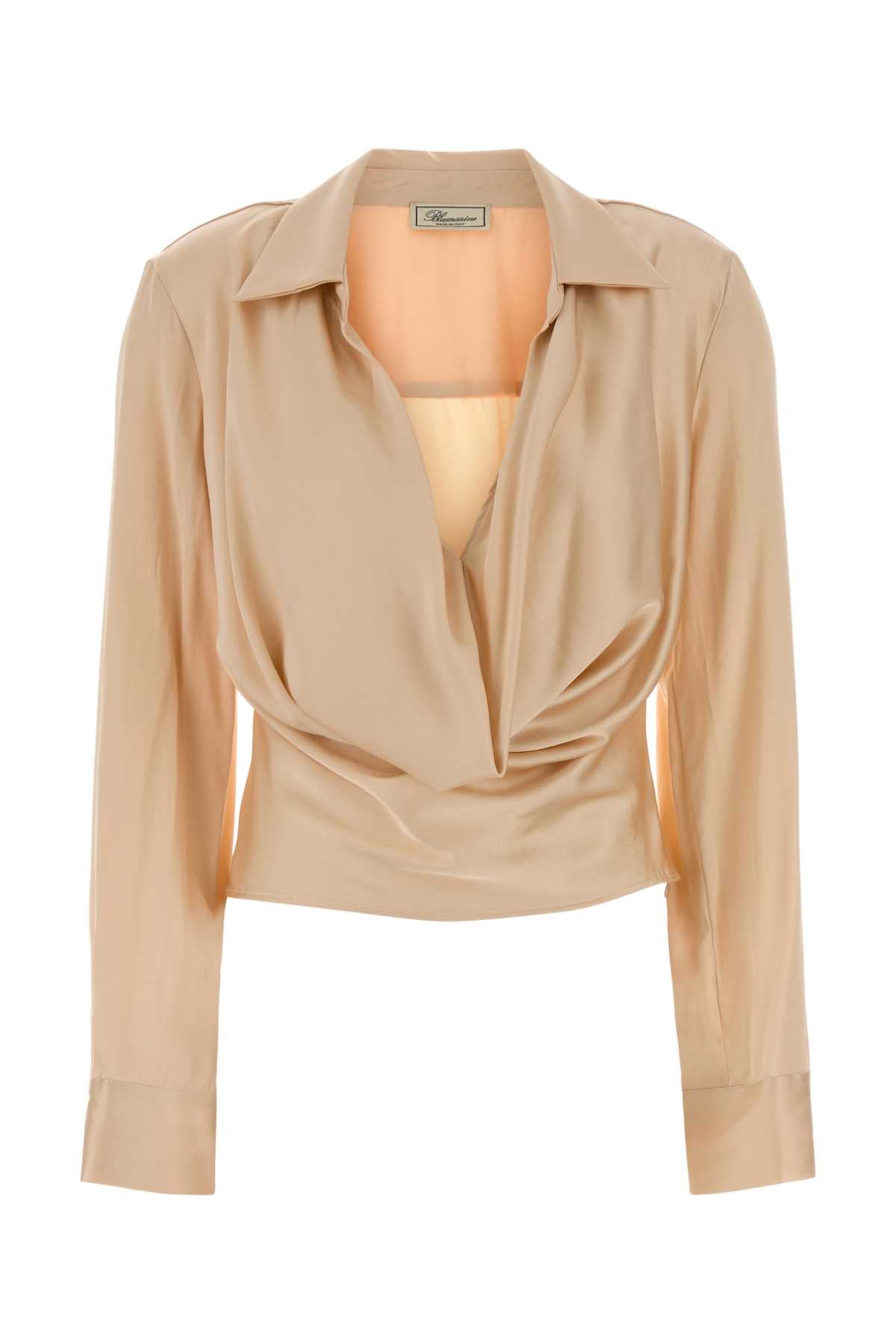 Wrap Viscose Blouse — Beige